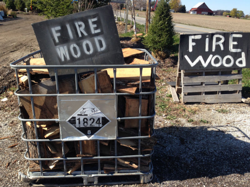 Bins of Hickory Firewood